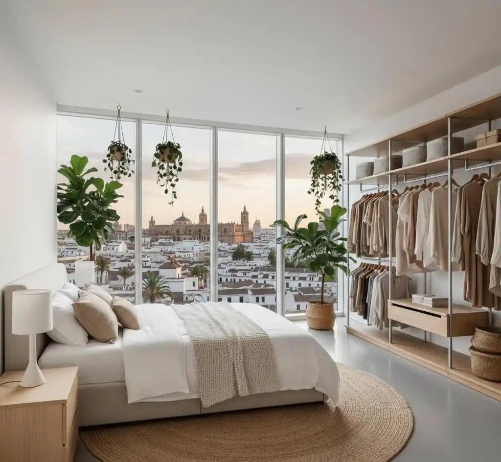 Dormitorio con diseno de interiores en Jerez