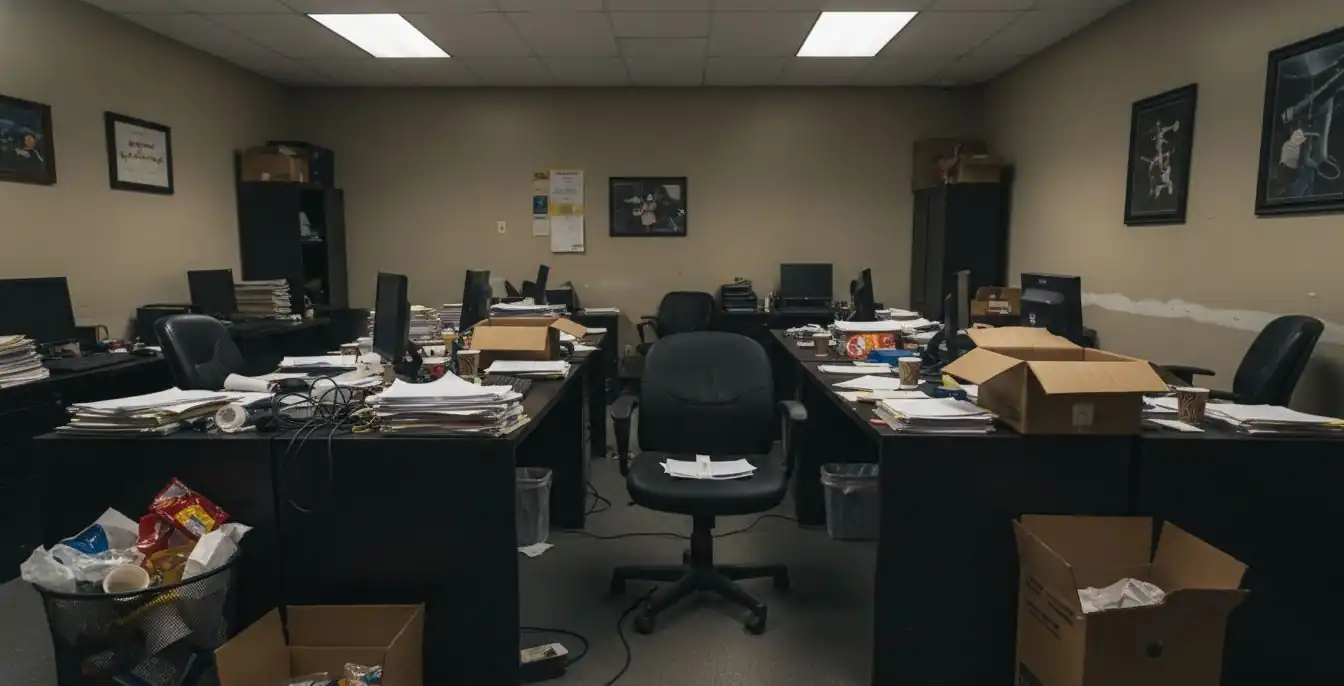 Caos dentro de la oficina sin diesño de interiores