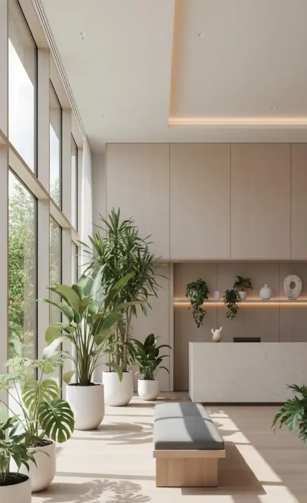 Foto zona de hall de hotel con interiorismo hoteles