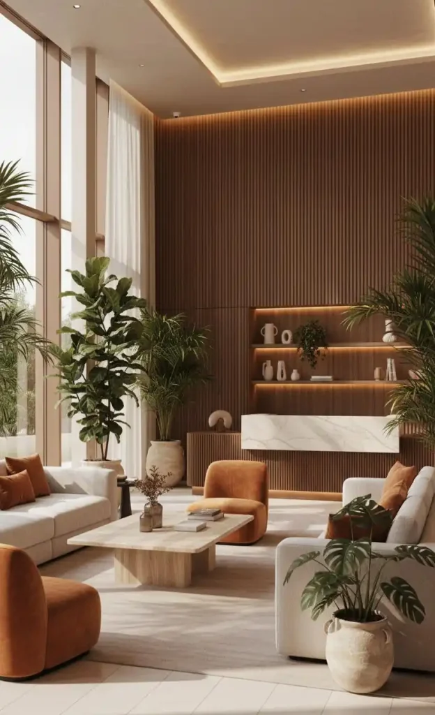 Hall con diseño de interiores para hoteles ejecutado por Interiorismo22