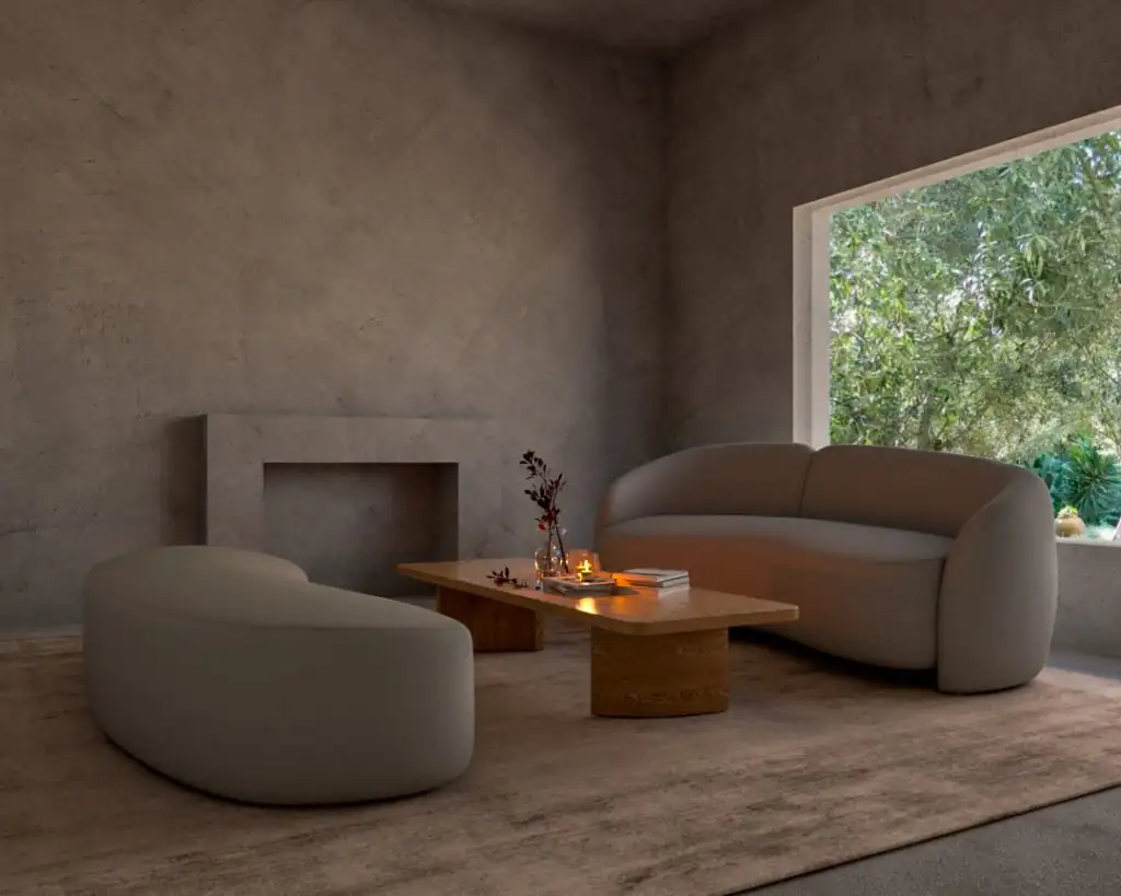 Proyecto de interiorismo salón natural de microcemento